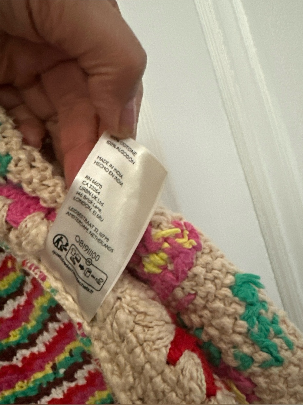 Free People Cream Crochet Floral Cardigan with Red, Pink & Teal Accents - Picture 9 of 11